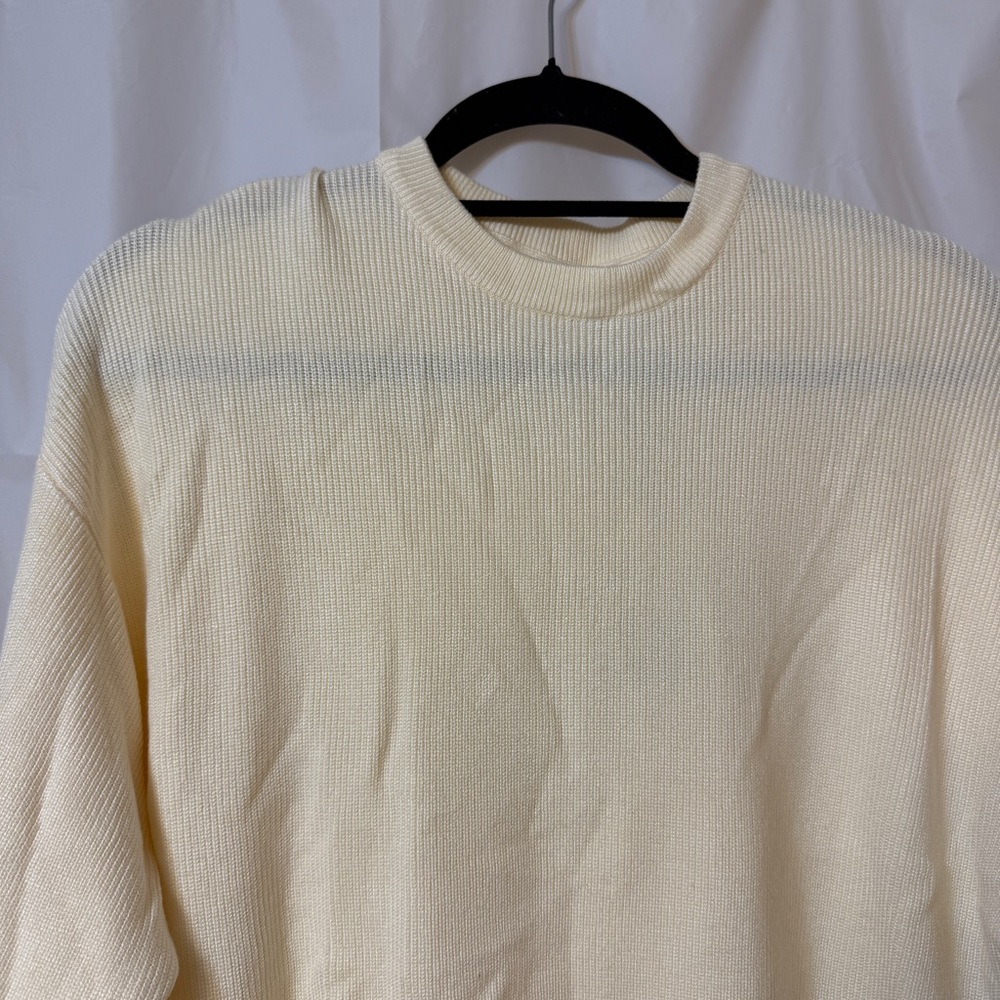 Brunette The Label Ribbed Knit Crew Sweater Cream XS/S NWT - Picture 2 of 12
